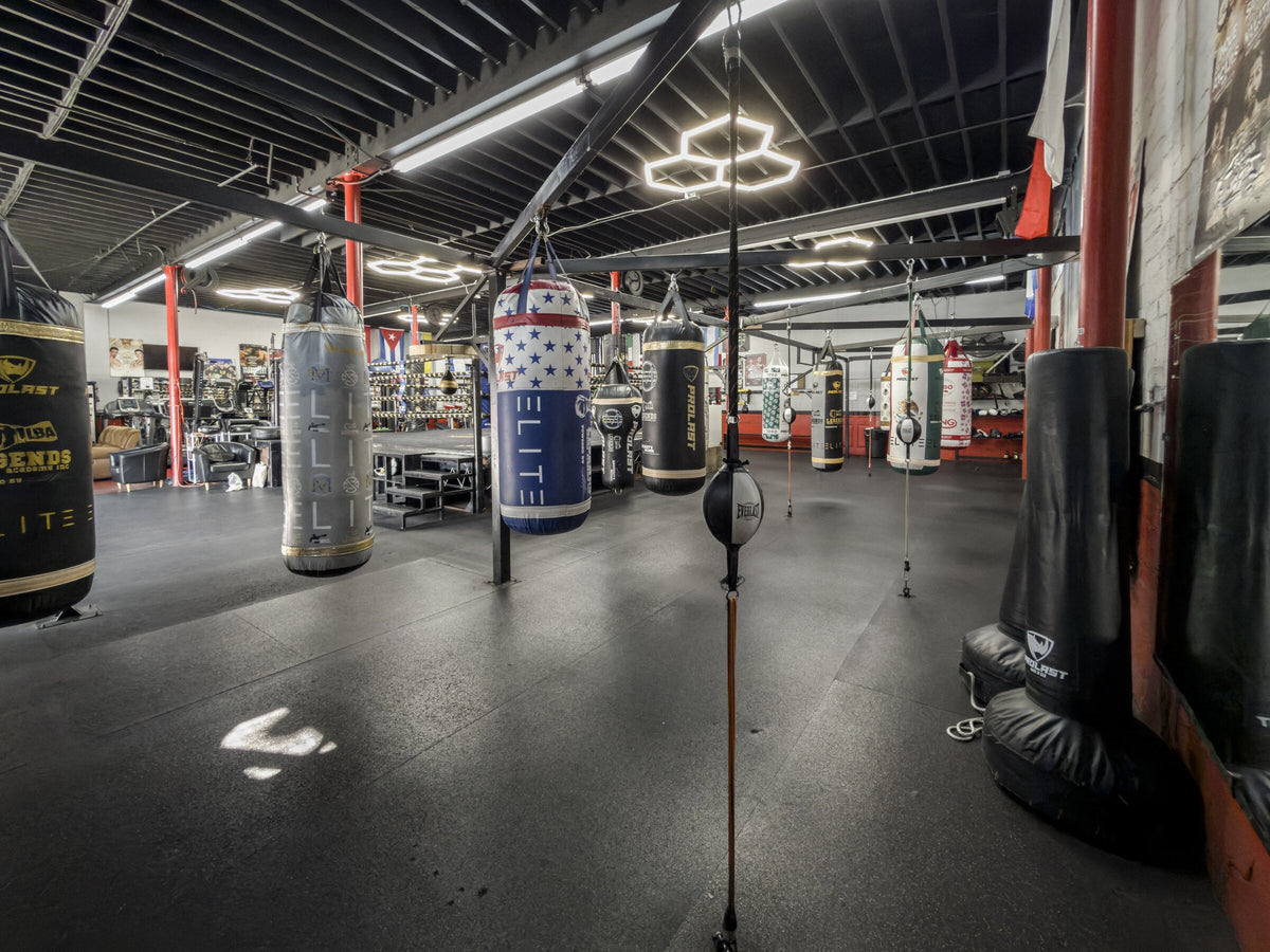 Knockouts Boxing monthly renewal — heavy bags at the South Gate gym